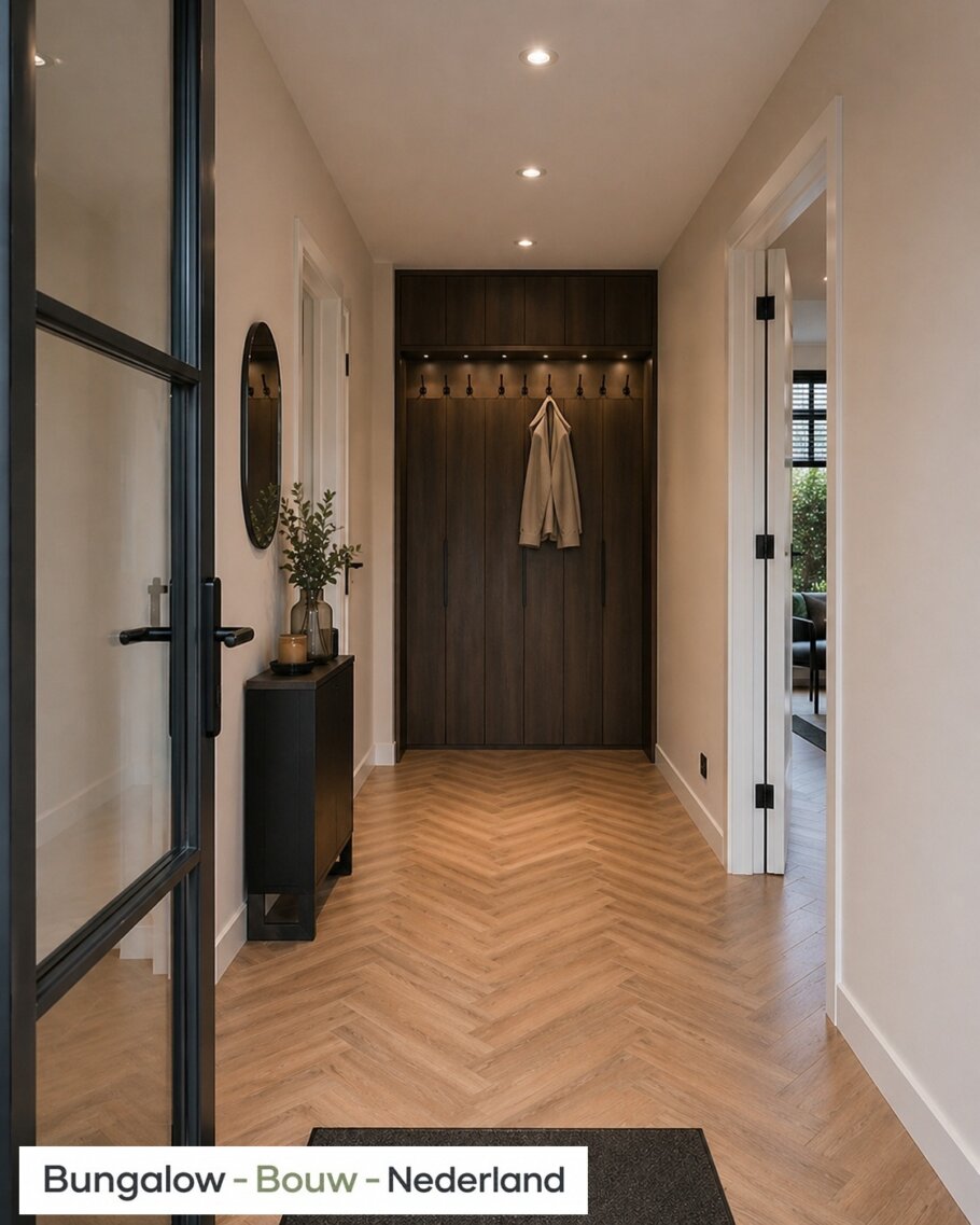 Modern interieur van een levensloopbestendige bungalow met veel licht en luxe afwerking