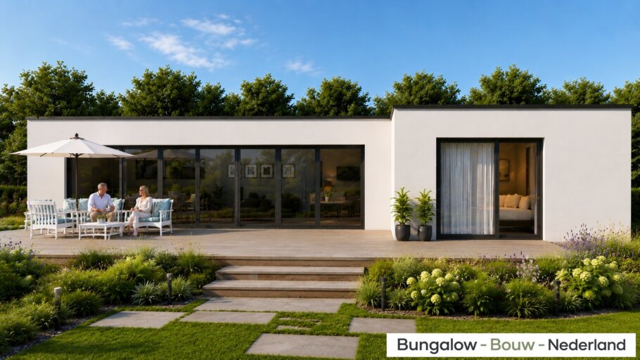 Ruime gelijkvloerse bungalow L-162 met plat dak