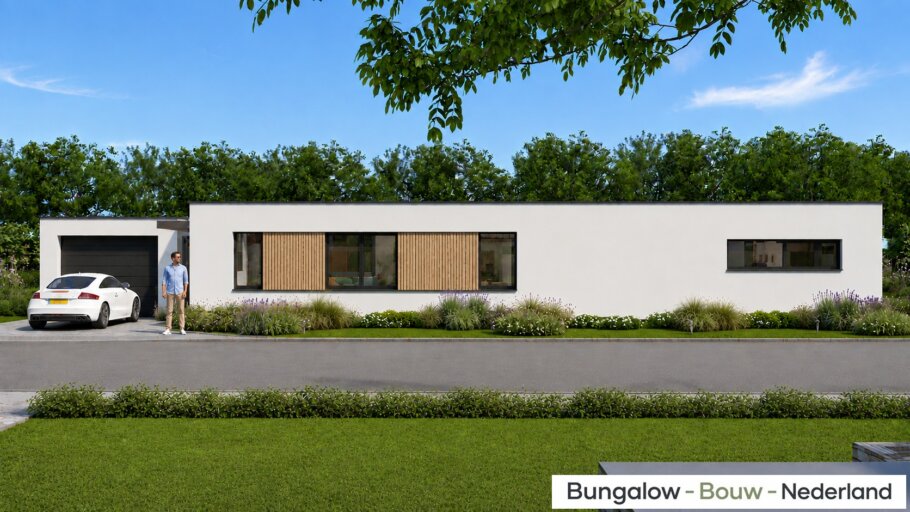 Ruime gelijkvloerse bungalow L-162 met plat dak