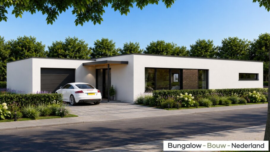Ruime gelijkvloerse bungalow L-162 met plat dak