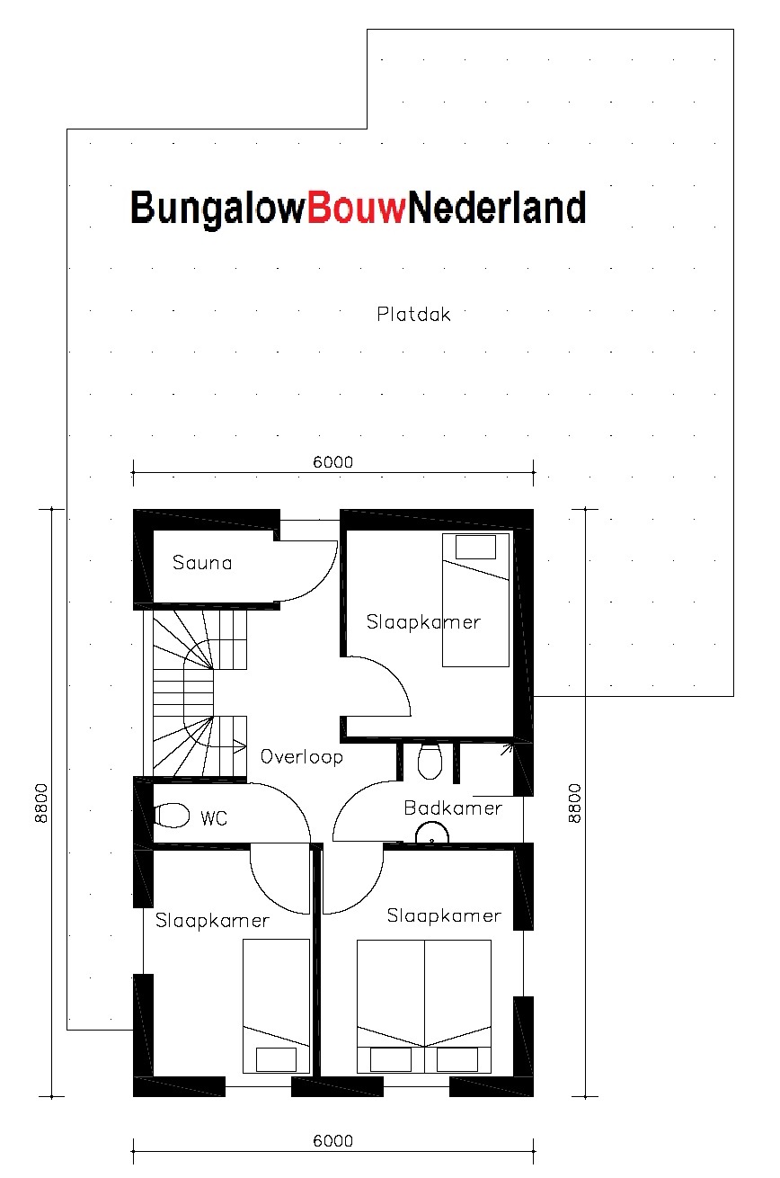 semi-bungalow alles gelijksvloers met kleine verdiepingtype plattegrond indeling H73